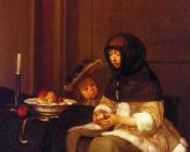 女人剥苹果 - 杰拉德·特·博尔奇